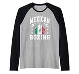 Mexican Boxing Mexico Boxing Gloves Mexican Flag Raglan Baseball Tee