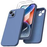 ORNARTO Compatible with iPhone 14 Plus Case, with 2 x Screen Protector Liquid Silicone Gel Rubber Cover [Full Body] Shockproof Protective Phone Case for iPhone 14 Plus-French Blue