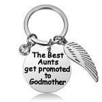 Godmother Keychain Gift Baptism Jewelry Godmother Birthday Christen Gift The Best Aunts Get Promoted to Godmother Silver