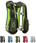 UTOBEST Running Vest, 5L Hydration Vest Lightweight, Breathable and Sweatproof Running Backpack, Adjustable Running Hydration Vest for Trail Running Marathon Race Jogging Cycling Green (Vest Only)