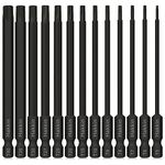 Torx Bit Set Hakkin 13Pcs Phosphate Treatment 100mm Long Torx Screwdriver Bit Set Tamper Proof Star Bits S2 Steel Security Torx Bits 1/4” Hex Shank Magnetic T5-T40 Long Torx Bits