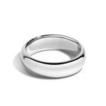 TIONEER .925 Men & Women Sterling Silver High Polish Tarnish Resistant Comfort Fit Ring, Plain Dome Wedding Band 6mm, Size T 1/2