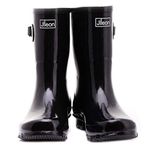 Jileon Mid Calf Rain Boots - Specially Designed For Wide Feet, Ankles or Calves - Half Height Waterproof DurableWide Calf Rain Boots, Black Gloss, 9 XX-Wide