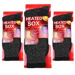 Falari 3-Pack Men's Winter Thermal Socks Heated Sox Ultra Warm Best for Out Door Activities 800-10-BLACK