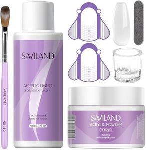 SAVILAND Acrylic Nail Kit – 30g Clear Acrylic Powder & 60ml Acrylic Liquid Set with Nail Brush Nail Forms Tools Extension Nail Kit for Beginners with Everything for Home DIY Salon Nails Application