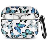 Airpods Pro Case Cover Butterfly, OTOPO Cute Airpods Pro Protective Case Cover Printed Hard Skin Women Girl for Apple Airpods Pro Charging Case with Keychain AirPods Pro Accessories Set Butterfly