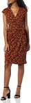 Amazon Essentials Women's Classic Cap Sleeve Wrap Dress (Available in Plus Sizes), Brown Floral Print, L