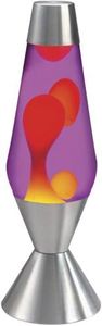 Lava the Original 16.3-Inch Silver Base Lamp with Yellow Wax in Purple Liquid, Yellow / Purple / Silver