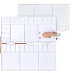 Belle Vous 2 Pack Plastic Folding Paint Palette - 33 Empty Wells/Compartments - Portable/Travel White Artist Paint Tray Set for Watercolour Painting, Oil/Acrylic Painting, and Gouache