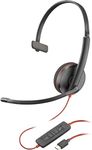 Poly Blackwire 3210 - Blackwire 3200 Series - Headset - On-Ear - Wired - Active Noise Reduction - USB-C - Black - Certified for Skype for Business