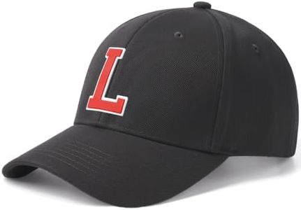 Classic Baseball Hat Custom A to Z Initial Team Letter, Black Cap White Red Letter L