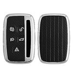 kwmobile Key Cover Compatible with Land Rover Jaguar 5-Button Remote Car Key Key Cover - Car Key Fob Case Protector - Silver High Gloss