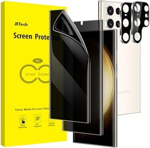 JETech Privacy Screen Protector for Samsung Galaxy S23 Ultra 5G 6.8-Inch with Camera Lens Protector, Anti-Spy Flexible TPU Film, Fingerprint Unlock Compatible, 2-Pack Each