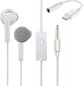 Type-C Earphones for OnePlus 12R / 12 R Earphones Original Like Wired in-Ear Headphones Stereo Deep Bass Headset Earbud with Type-C to 3.5mm Audio Jack, Mic (TYS3, White)