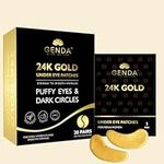 Under Eye Gel Patches for Puffy Eyes and Dark Circles (20 Pairs) 24K Gold Eye Masks Skincare, Vegan and Cruelty Free, Dry & Fine Lines, Eye Bags, Wrinkles, Hydrating, Soothing by GENDA