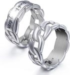 ELFASIO Inspirational Jewelry Never Give Up Stainless Steel Cuban Rings for Men, Engraving Personality Encouragement Gift for Man Teens boys, Stainless Steel, No Gemstone, SR143Csilver-13