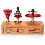 Freud 97-258: 3 Piece Premier Adjustable Cabinet Bit Set, ogee & cove with backcutter profile