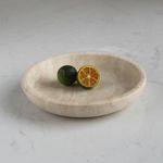 Natural Travertine Ring Dish Jewelry Tray for Women, Marble Trinket Dish for Key Earring Nightstand, Mother's Day Engagement Birthday Gift (Beige Travertine)