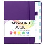 Password Book with Alphabetical Tabs, Small Password Keeper Book with Color Pages, Password Notebook Organizer for Website Logins, Gifts for Home and Work, 4.4''x 5.8'', Purple