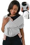 Konny Baby Carrier Elastech Carrier Wrap, Easy to Wear and Wrap Baby Sling, Baby Wrap Carrier, Perfect for Newborn Babies Essnetials up to 44 lbs, (Grey, XXL)