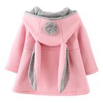 TMEOG Newborn Toddler Baby Girls Cute Rabbit Ears Cloak Hooded Autumn Winter Warm Coats Jackets Outerwear Outwear Winter Clothes (18-24 Months, Pink)