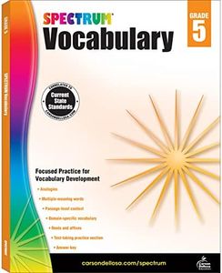 Spectrum 5th Grade Vocabulary Workbooks, Ages 10 to 11, Grade 5 Vocabulary, Reading Comprehension Context Clues, Vocabulary Analogies, Multiple-Meaning Words, Roots and Affixes - 160 Pages