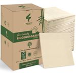 300 Pack 2-Ply Compostable Napkins - FSC Certified 5x5 Inch Folded Post Consumer Recycled Napkins - Highly Absorbent Eco friendly Napkins Disposable Biodegradable Paper Napkins for Dining and Events