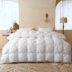 SWITTE Pinch Pleat Goose Feather Down Comforter King Size Duvet Insert,Down Duvet King Size,Ultra-Soft Down Proof 100% Cotton with 8 Corner Tabs,Baffle Box Design,Oeko TEX Certified