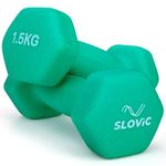 Slovic Dumbbell Set [1.5 Kg Each] | Neoprene Dumbbells Set for Home Gym | Gym Dumbbells Set for Home Workout | Gym Equipment for Home Workout | Anti-Skied Iron Dumbell | Dumbbells for Women [Mint]