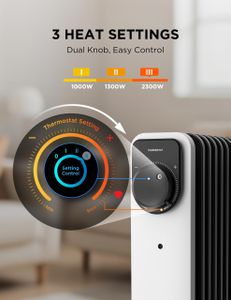Midea Oil Filled Radiator Heater, 2300W – Portable Electric Heating