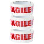 Crimson Starfish Fragile Tape | 3 x Low Noise Fragile Packing Tape | 48mm x 66m Fragile Tape Rolls | Packing Tape Strong Hold for Moving House, Packing Parcels, Cardboard Boxes & Cartons