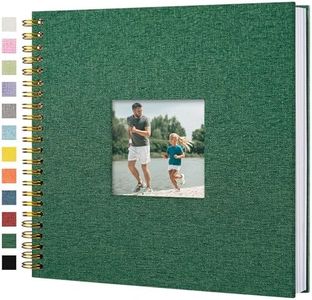 Hiwhy Scrapbook Photo Album Linen Cover, 12 x 12 Inch Hardcover Kraft White Pages Memory Book, for Travel Wedding Guest Book Christmas Baby Shower (40 Sheets/ 80 Pages,Darkgreen)