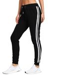 Alan Jones Clothing Women's Slim Fit Taped Joggers Track Pant (Black_L)