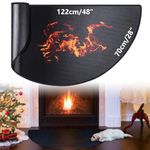 Fireproof Fireplace Mat, 70 x 122 cm, Semicircular Stove Rug, Fireproof Underlay, Fire Pit Mat, Floor Mat, Protects Floors from Sparks, Spark Protection Plate for Fireplaces, Stoves, Fireplaces,