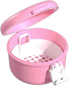 ARGOMAX Leak Proof Retainer Cleaner Case, Denture Cups for Soaking Dentures, Denture Travel Case (Pink+White).