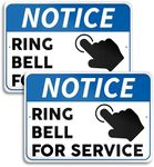 2 PC Ring Bell for Service Signs - 7 x 10 Aluminum Please Ring Bell for Assistance Sign - Please Ring Doorbell Sign - Ring Bell Sign