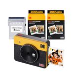 KODAK Mini Shot 3 Retro 4PASS 2-in-1 Instant Camera and Portable Photo Printer (7.6 x 7.6 cm) plus Package with 68 Sheets, Yellow