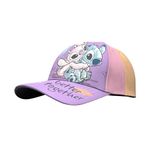 Disney Stitch Hat for Girls, Stitch, Scrump and Angel Baseball Cap Summer Children's Cap, Gift for Girls and Teens, lilac, 53 cm