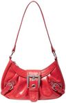 Verdusa Women's Y2k Purse Top Handle Shoulder Bag Buckle Punk Hobo Clutch Purses Bags Orangered One-Size