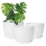 CSYY 25/23/20cm Plant Pots Indoor, Large Plastic Plant Pots, Flower Pots Outdoor Self Watering Indoor Plant Pot with Drainage Holes and Tray, Plastic Planter for Garden House Plants(White)