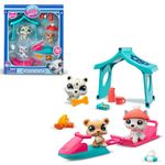 BANDAI - Littlest Pet Shop - Pack Set Snow Day 3 Animals and Accessories - Pet Shop LPS Husky, Bear, Leopard - Toy Set with Cute Mini Animal Figures - Toy for Children from 4 Years - BF00534