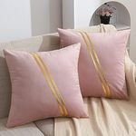 Vinayaka Fab® Decorative Throw Pillow Covers - Soft Velvet Gold Cushion Covers Pillow Cases for Sofa Bedroom Livingroom Car, 16 x 16 in, (Pink/Gold/1)