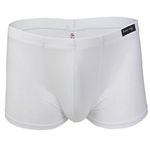 YiZYiF Men's Soft Boxer Briefs Bulge Pouch Short Panties Underwear Lingerie White X-Large