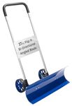 Idzo Efficient Snow Pusher, Snow Plow Shovel with 37-Inch Reversible and Bi-Directional Angled Blade, Snow Shovel with Wheels & Convenient 90 Degree Handle for Driveways, Sidewalks, Ice Hockey Rinks