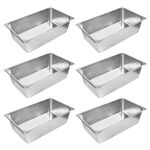 Carivia 6 Pack Full Size Steam Table Pans,Stainless Steel Hotel Pan,1/1 6 Inch Deep Anti Jam Commercial Table Pan,20.8" L x 13" W Catering Pans Food Pans for Hotels, Restaurants and Home Use