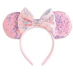 CHuangQi Mouse Ears Headband with Bow, Double-sided Sequins, Glitter Hair Band for Birthday Party, Holiday Dresses & Cosplay