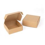 JZK 20 x Small brown kraft paper square gift boxes, flat box for macaron/cookies, party treat box, wedding favours boxes, small gift boxes for presents for birthday favours