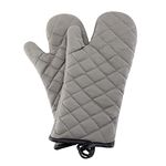 ARCLIBER Oven Mitts 1 Pair of Quilted Lining - Heat Resistant Kitchen Gloves,Flame Oven Mitt Set,Grey