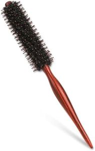 Boar Bristle Hair Brush with Wooden Handle, Round Hair Brush Anti Static Quiff Roller Hair Comb Blow Dry Hair Brush Styling Brush for Hair Styling, Drying, Curling, Adding Hair Volume and Shine