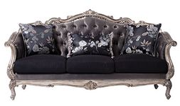 Acme Chantelle Silver Gray and Antique Platinum Sofa with 3 Pillows